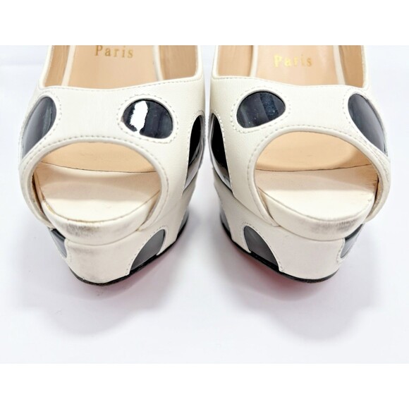 Christian Louboutin Polka Dot Peep Toe Platform Slingback Heels Patent Y2K Sz 36 - Picture 8 of 16
